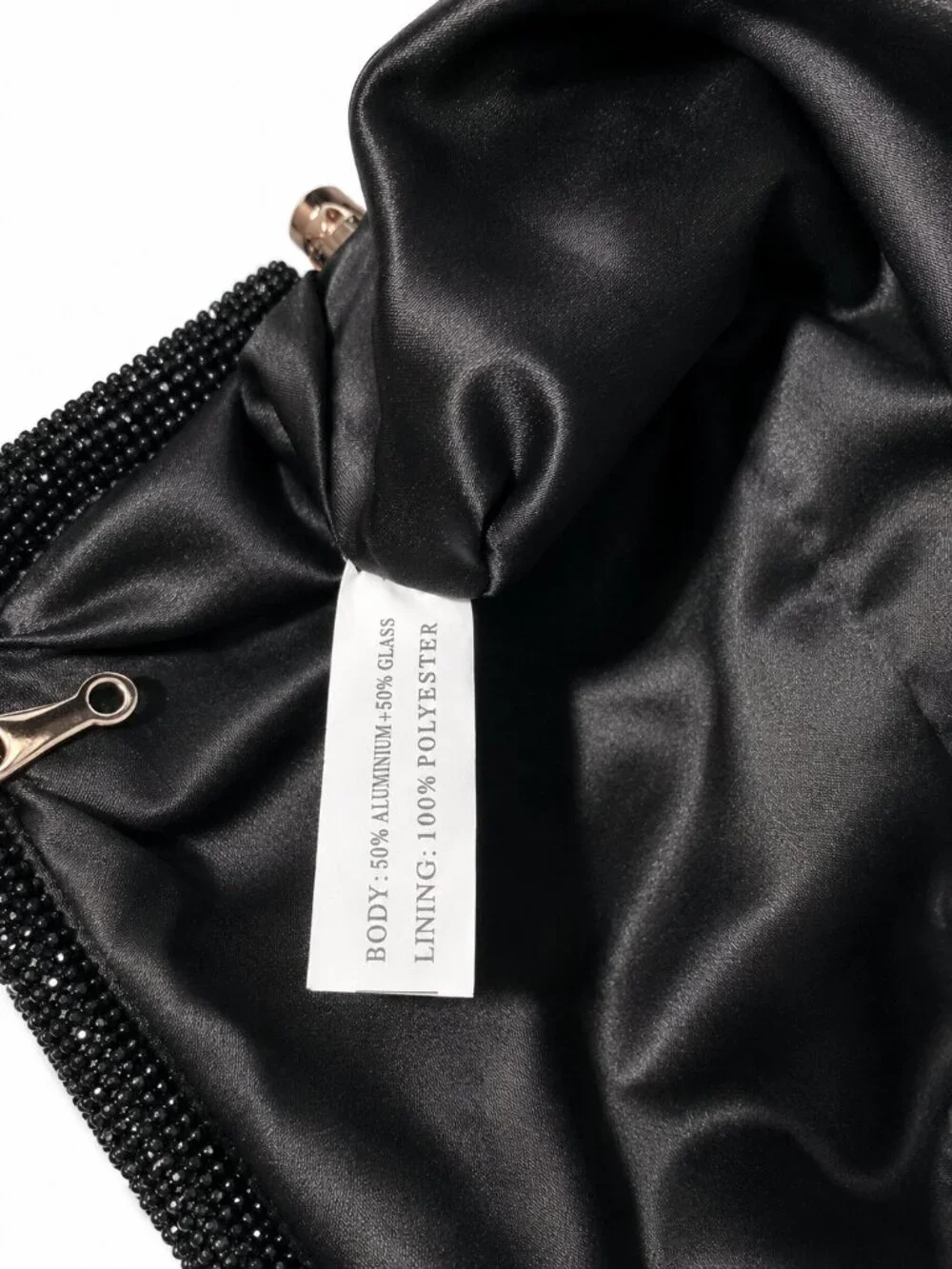 42 Gold Aurora Rhinestone Pouch Clutch Black Evening Bag with Chain Strap NWT